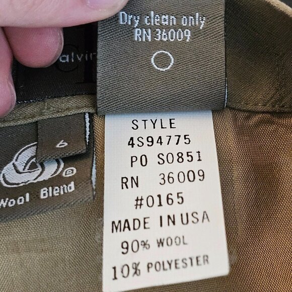Vintage Calvin Klein Pencil Skirt Womens 6 Beige Wool Blend USA Preppy Boho - Picture 4 of 10